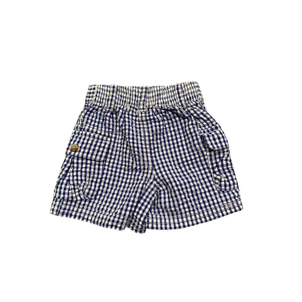 Ralph Lauren Baby Boy's Blue/White Checked Shorts - Size 9 months - Like New!